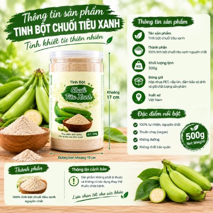 Ảnh của Tinh bột chuối tiêu xanh nguyên chất 100%, hộp 500g